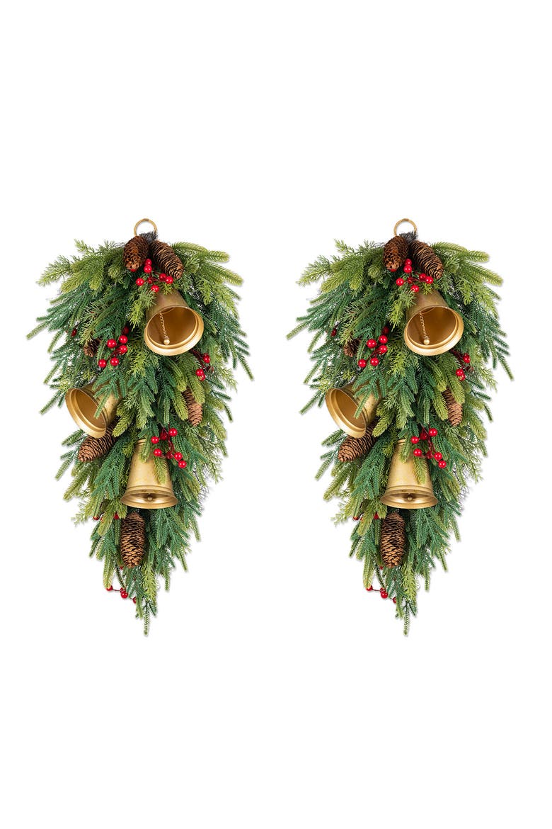 Set of 2 Christmas Deluxe Bell Dripping Teardrop, Main, color, Gold