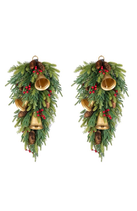 Set of 2 Christmas Deluxe Bell Dripping Teardrop