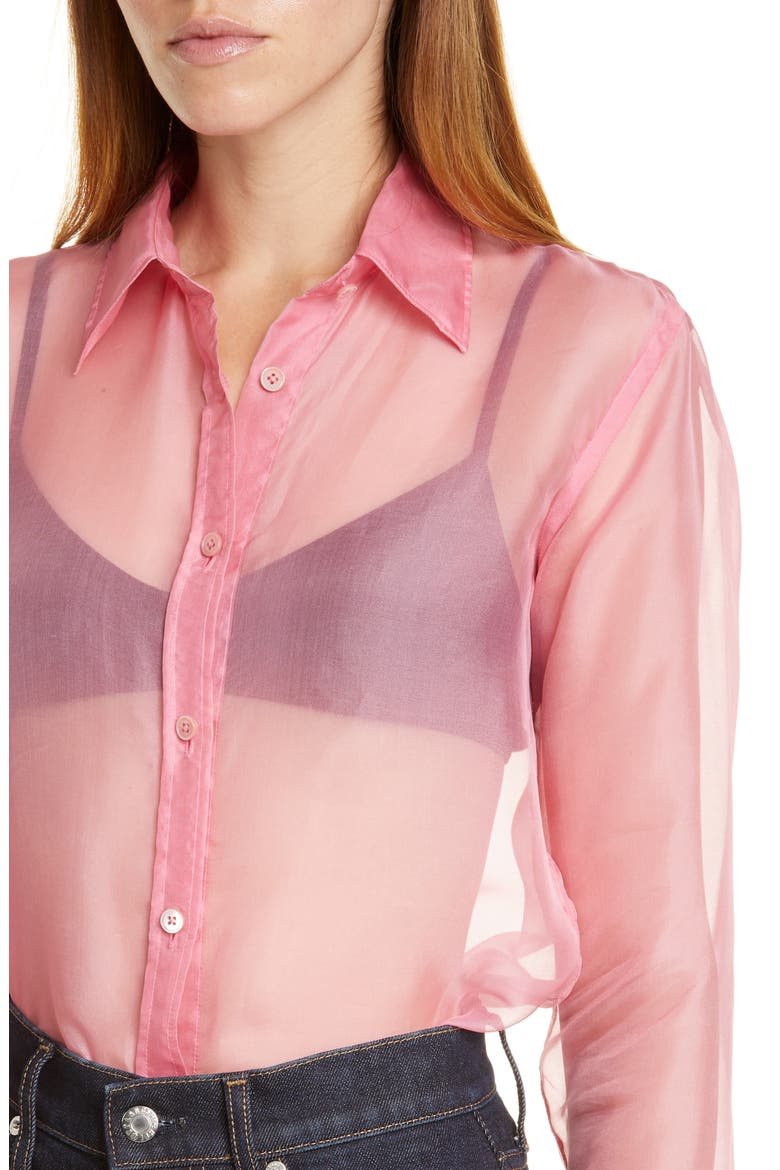 Silk Organza Shirt, Alternate, color, PINK