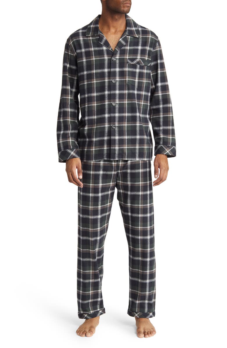 Majestic International Holiday Homecoming Cotton Flannel Pajamas, Main, color, Green