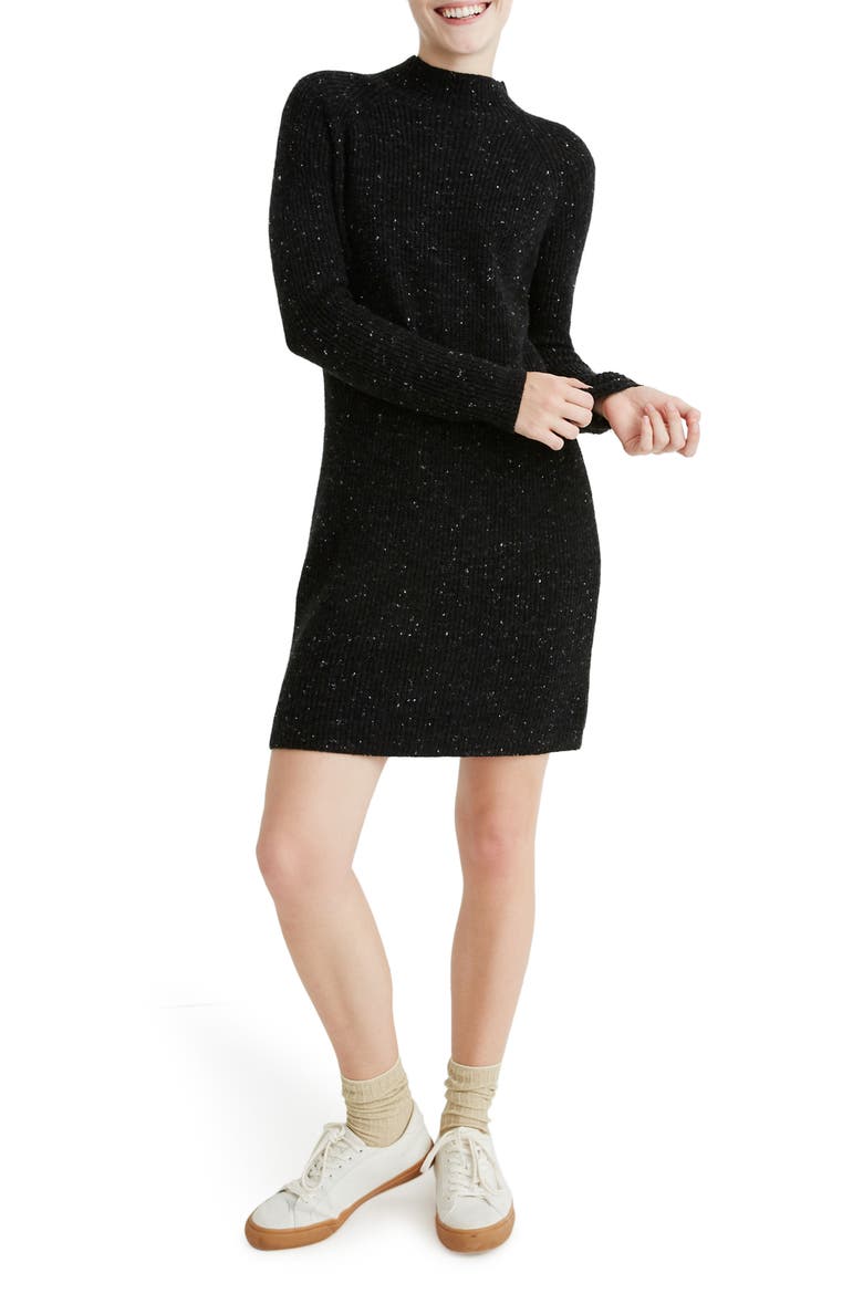 Donegal Rolled Mock Neck Sweater Dress, Main, color, DONEGAL COAL