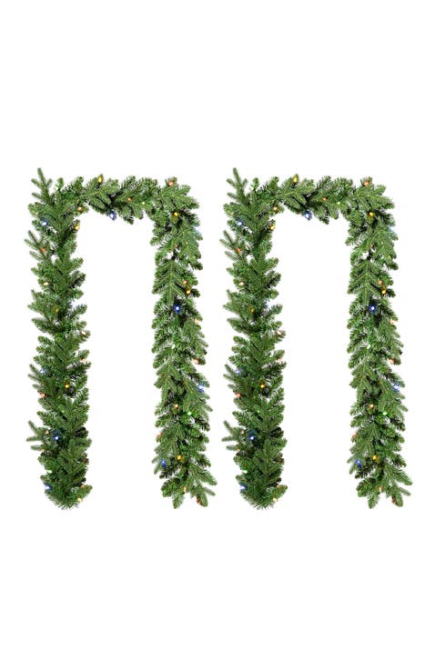 Set of 2 9ft Christmas Garland with Strawberry Lights