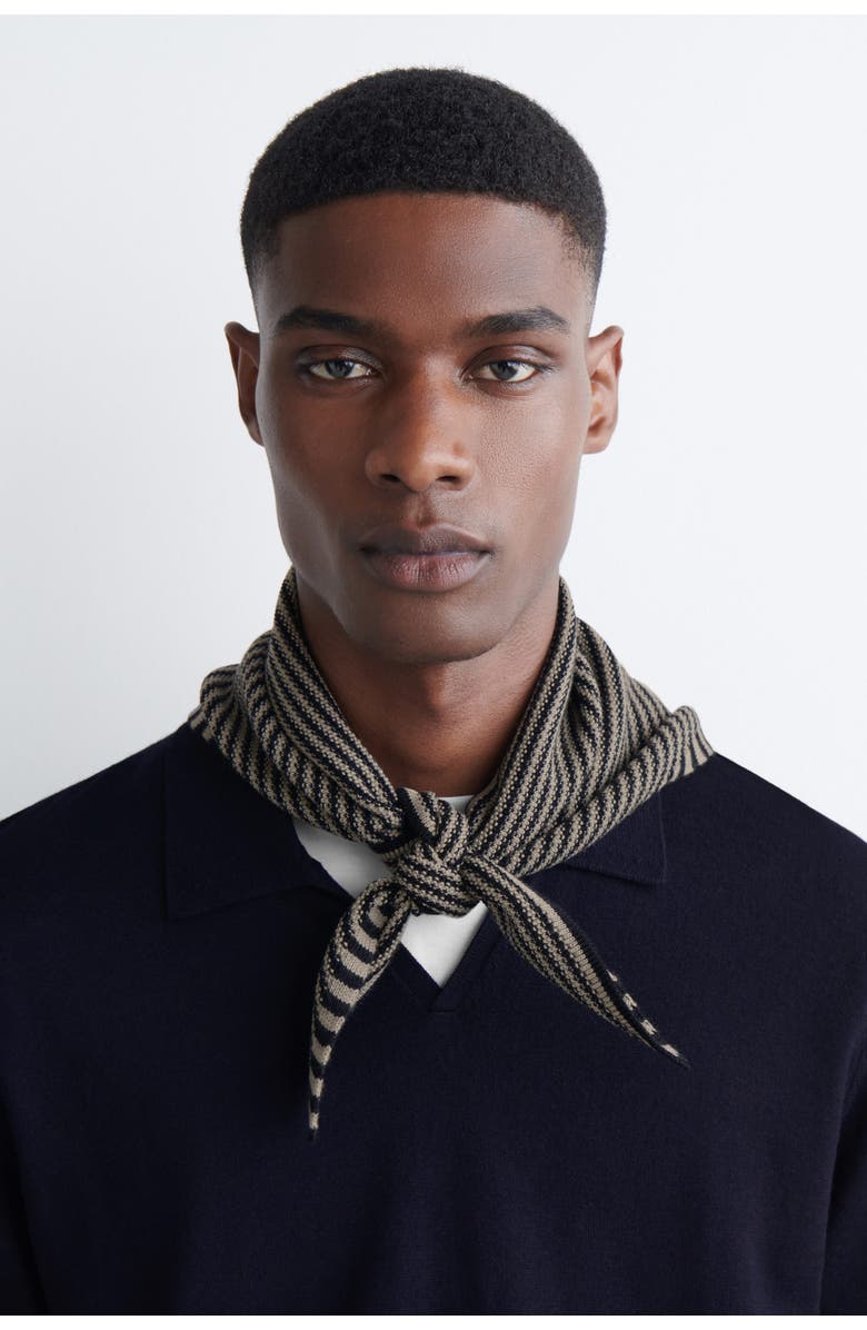 COS Textured Merino Wool Scarf, Alternate, color, Beige / Black / Striped