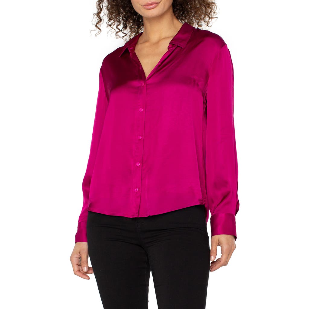 Liverpool Los Angeles Satin Button-up Shirt In Pink