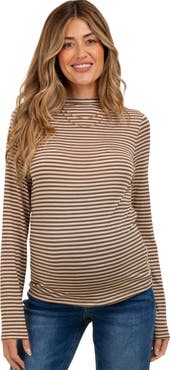 PinkBlush Striped High Neck Long Sleeve Top