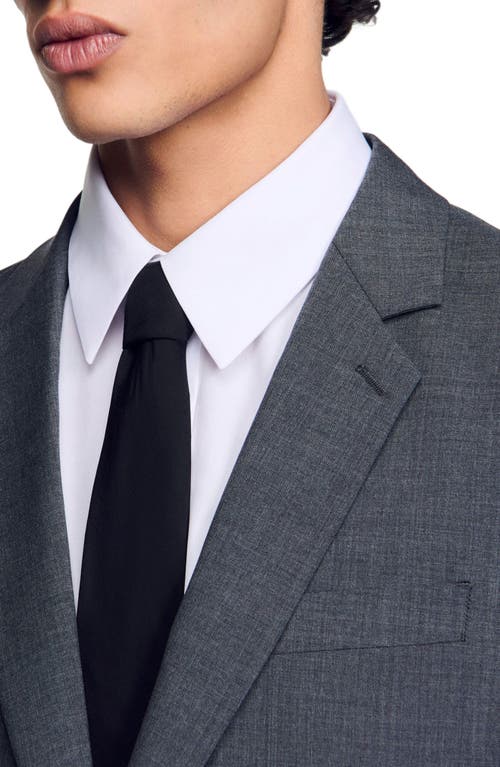 Sandro Wool Suit Jacket In Mocked Grey