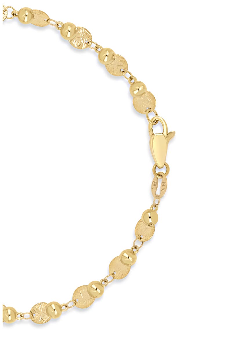 14K Gold Textured Disc Bead Chain Bracelet, Alternate, color, 14K YELLOW GOLD