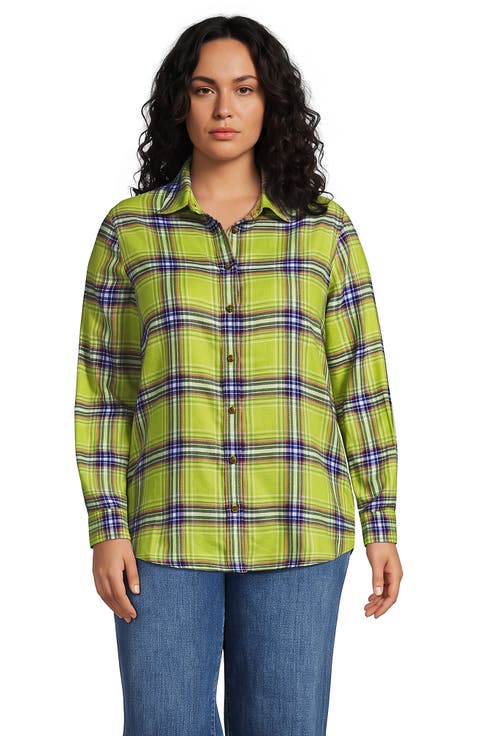 Plus Size Flannel Boyfriend Long Sleeve Shirt