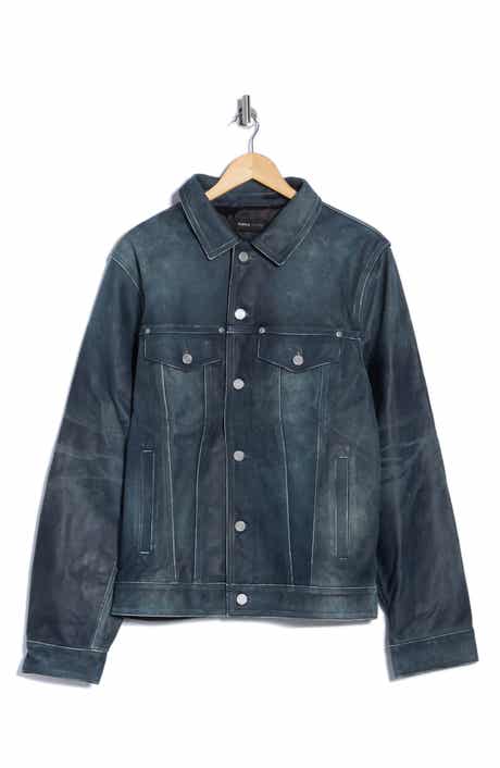 PURPLE BRAND Leather Trucker Jacket