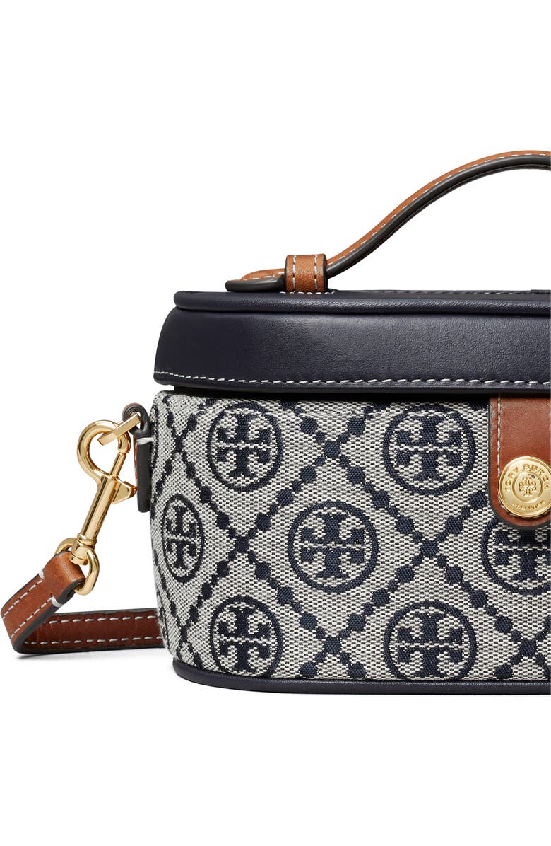 Tory Burch T Monogram Jacquard & Leather Vanity Train Case, Alternate, color, Tory Navy