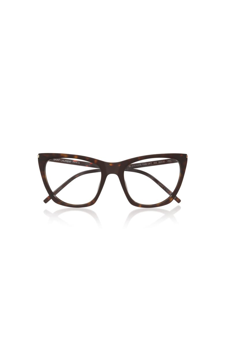 Saint Laurent 55mm Cat Eye optical glasses, Alternate, color, Tortoise
