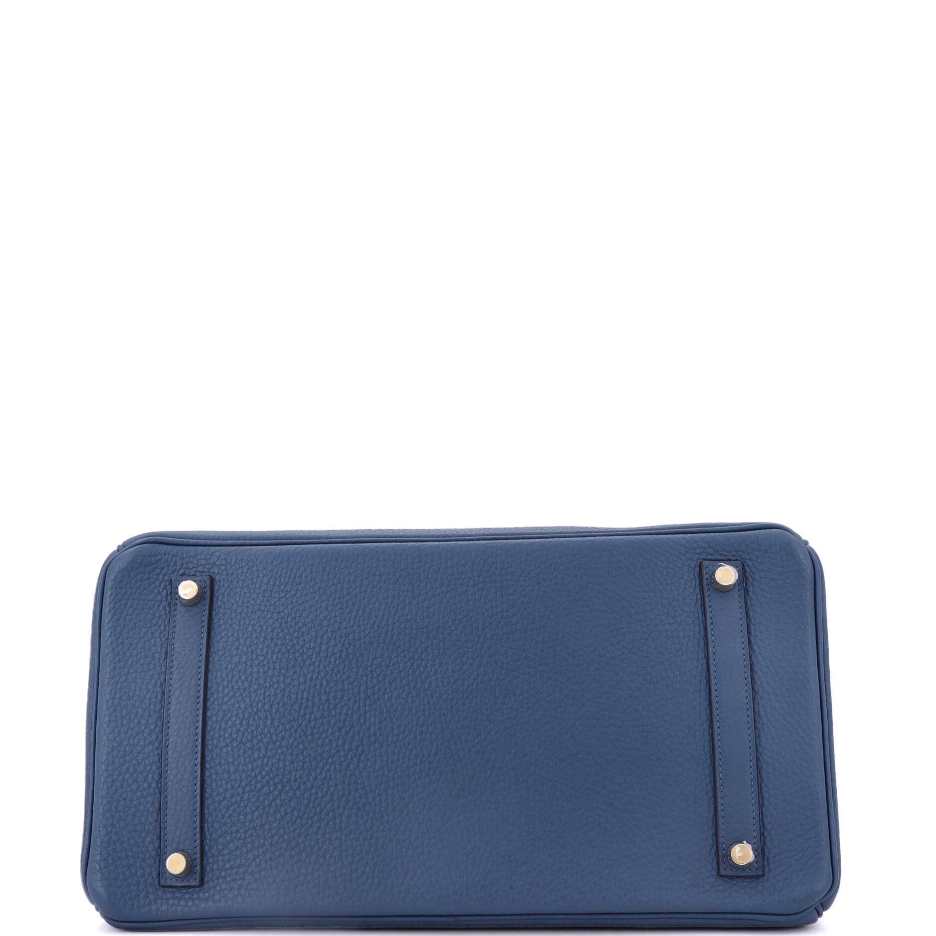 Pre-Owned Hermes Birkin Handbag Blue Clemence with Gold Hardware 35, Alternate, color, 