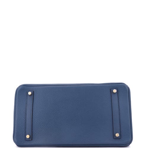 Pre-owned Hermes Hermes Birkin Handbag Blue Clemence With Gold Hardware 35