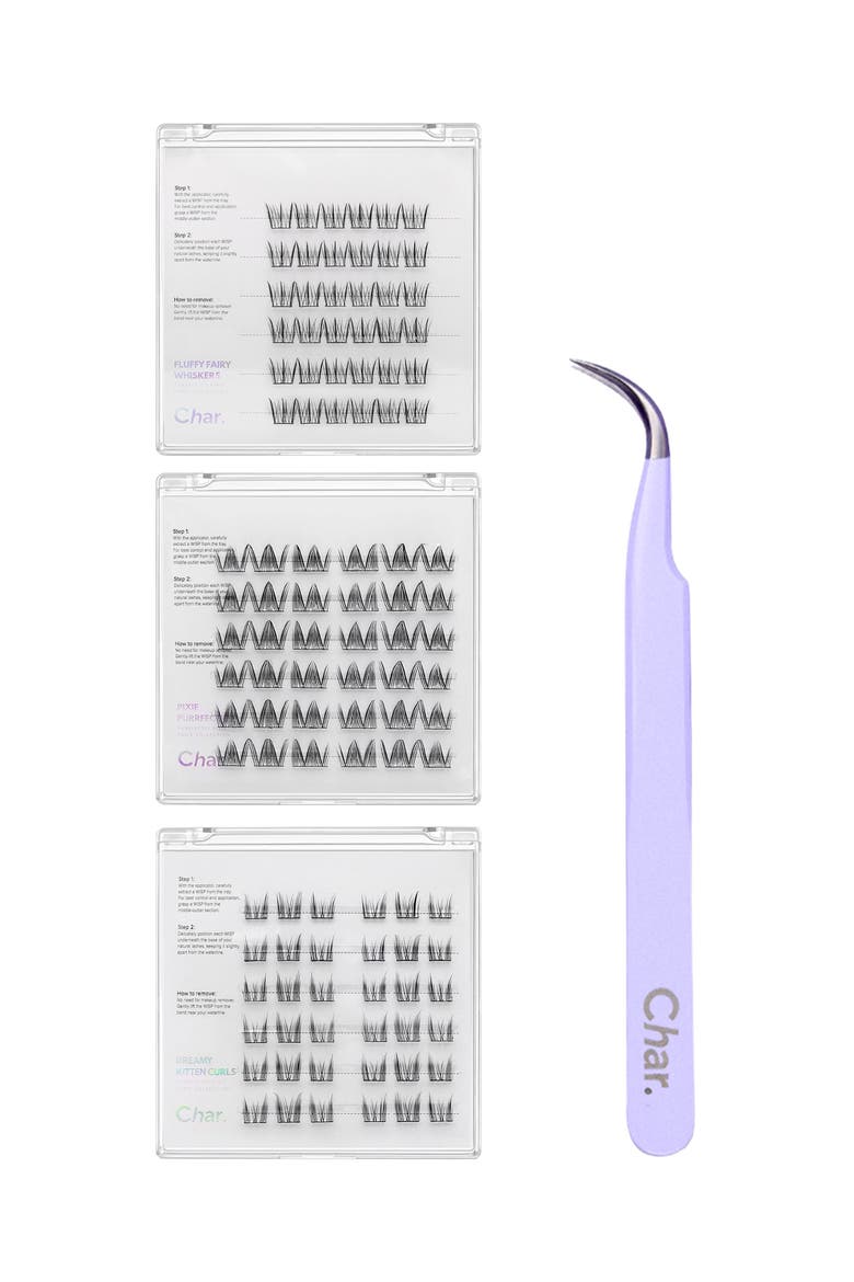 Purrfectly Pixie Paw Collection Pre-Glued Reusable Lashes with Curved Tweezer, Main, color, Black