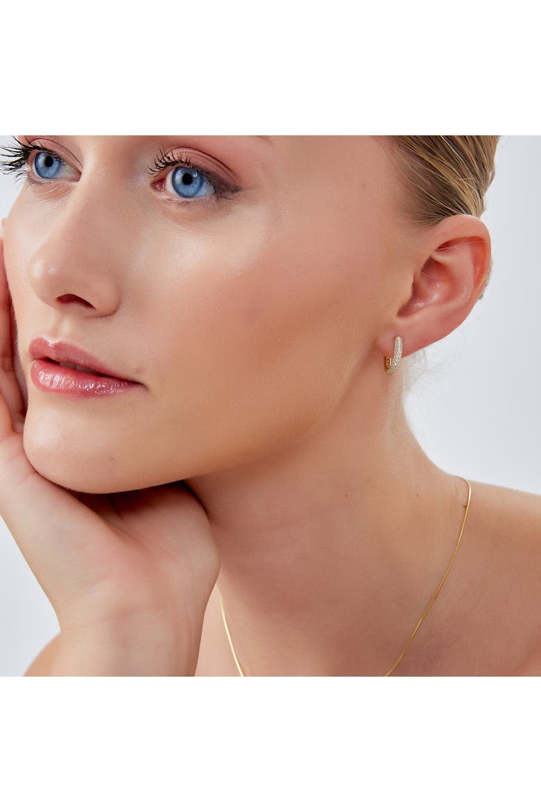 Pave Sterling Silver Hoop Earrings, Alternate, color, Gold