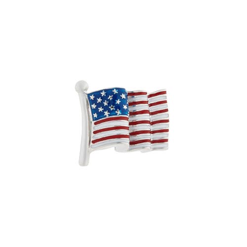Jan Leslie American Flag Sterling Lapel Pin In Multi