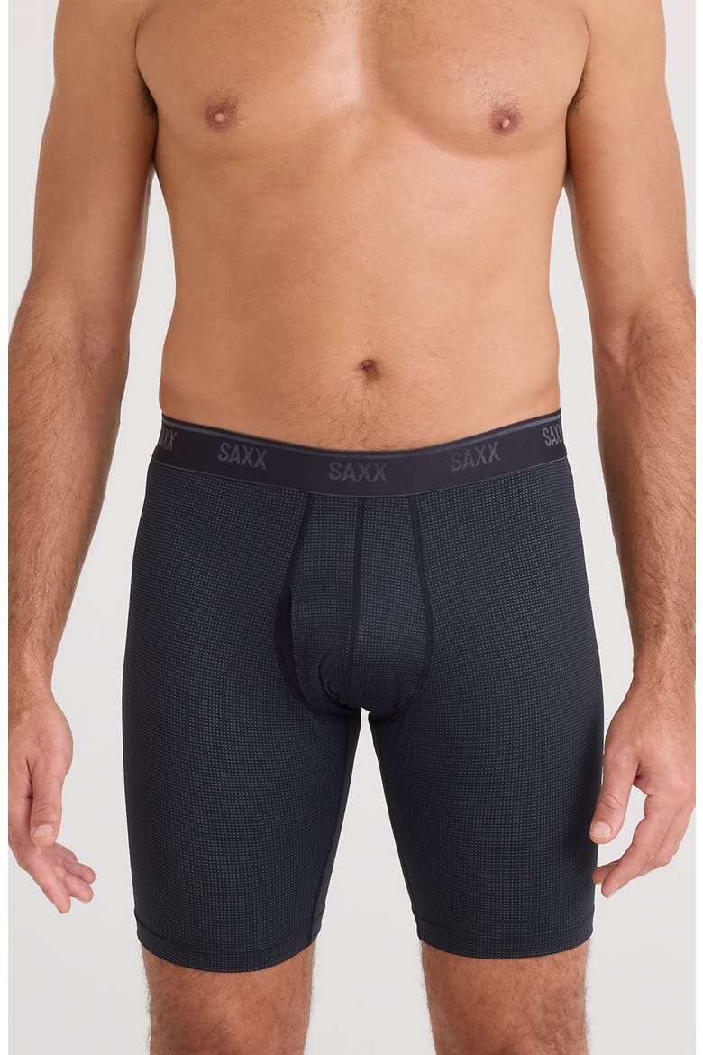 Quest Quick Dry Mesh Slim Fit Long Boxer Briefs, Main, color, BLACK