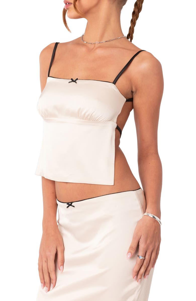 EDIKTED Open Back Satin Camisole, Alternate, color, 