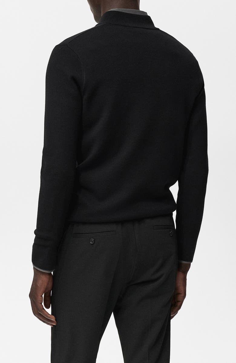 MANGO Quarter Zip Sweater, Alternate, color, Black