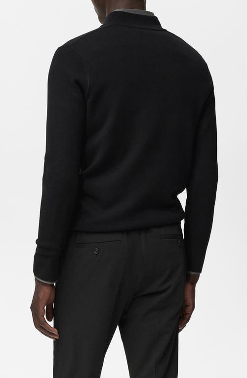 Mango Quarter Zip Sweater In Black
