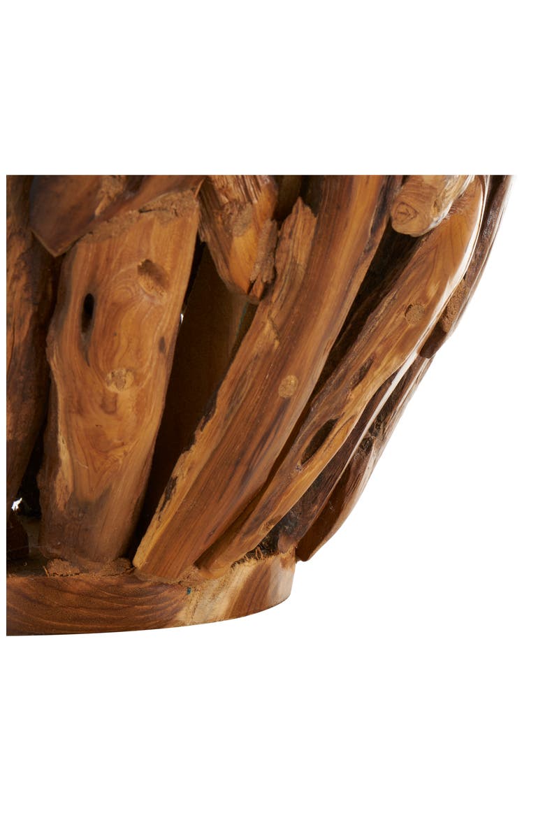 Teak Wood Vase, Alternate, color, BROWN