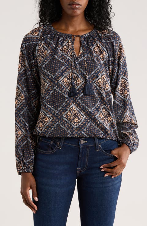 Tie Neck Bubble Hem Top