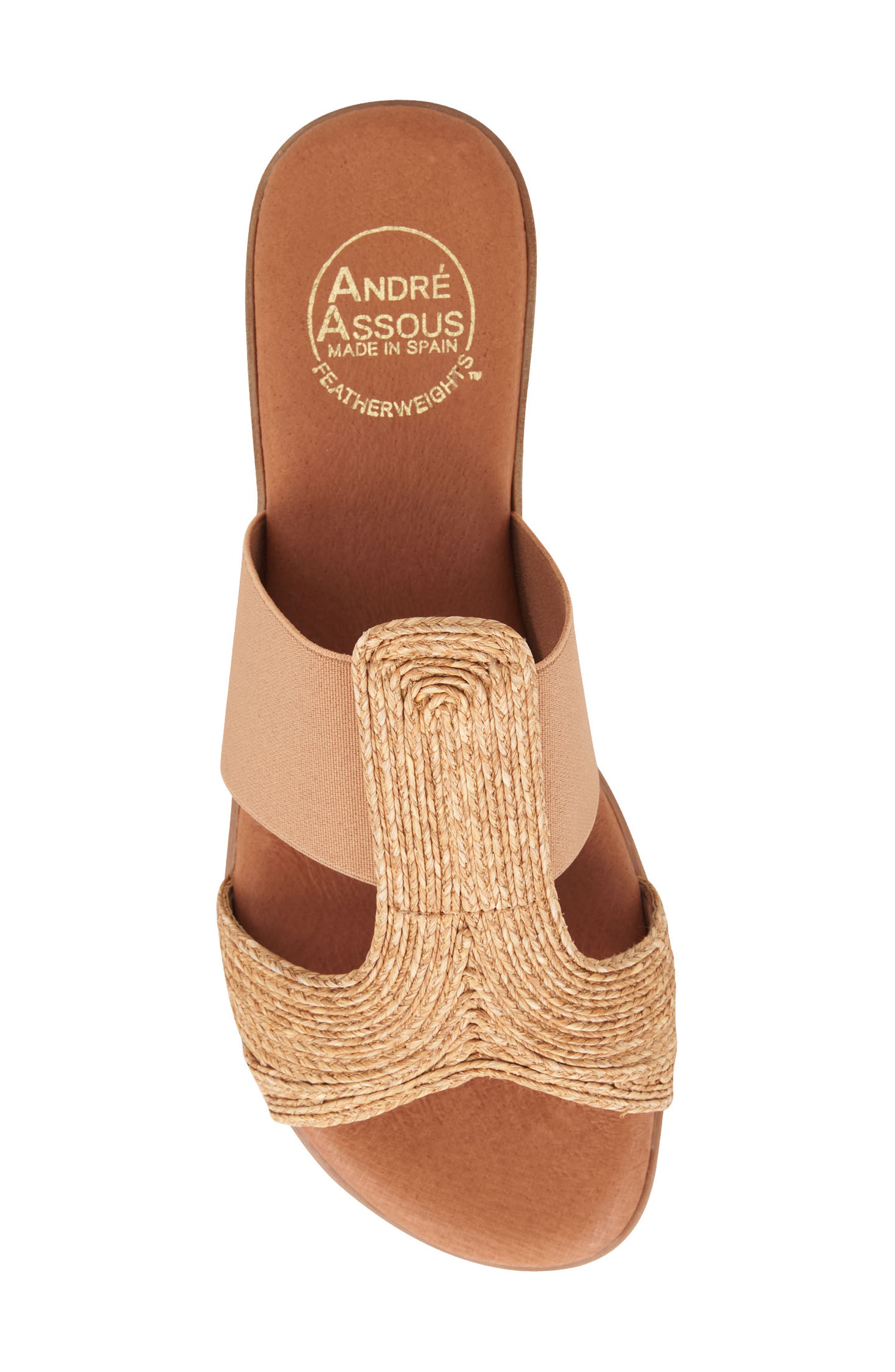André Assous Noor Raffia Slide Sandal, Alternate, color, Beige/ Beige