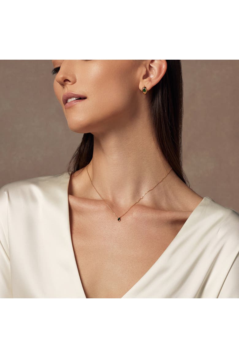 Sterling Silver 18k Gold Plated Ivy Emerald Necklace Dainty Minimalist, Alternate, color, Gold