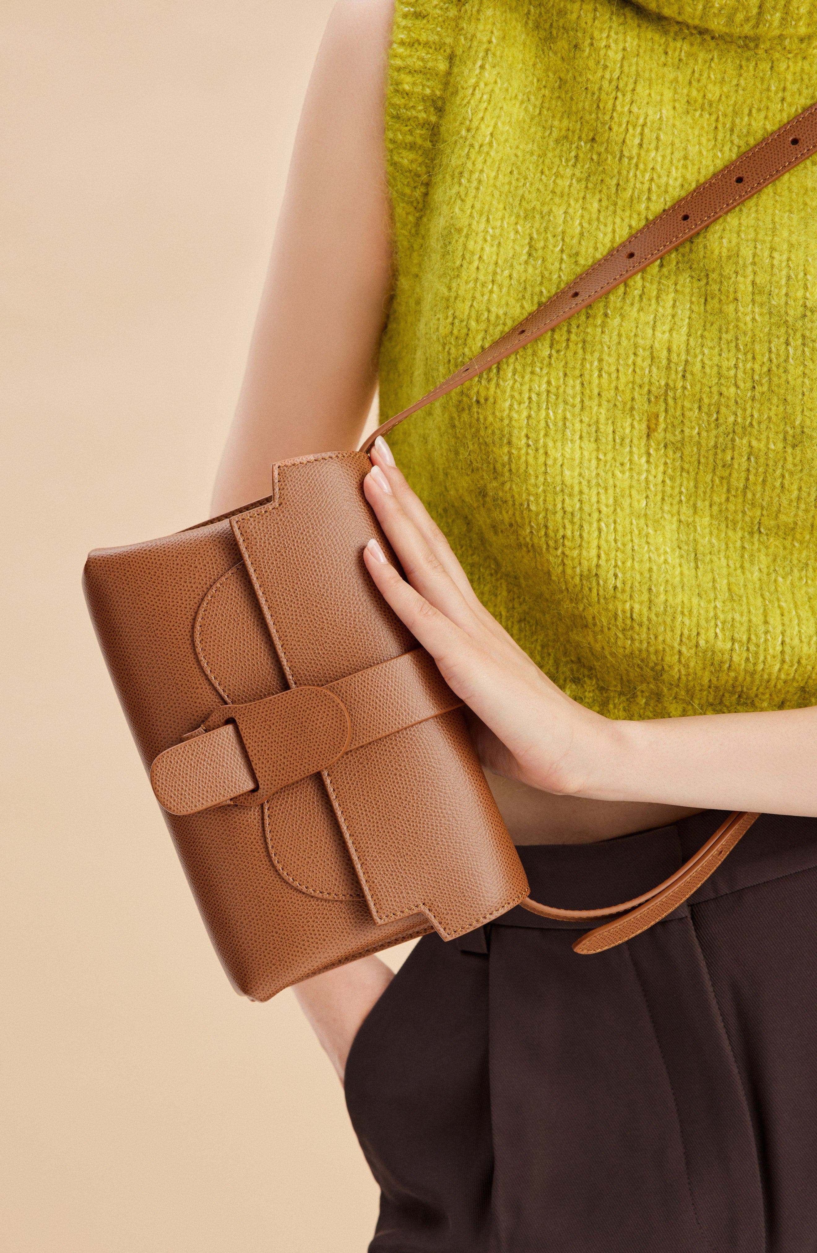 SENREVE Aria Belt Bag Pebbled Leather 5-Way Convertible Handbag, Alternate, color, Chesntut