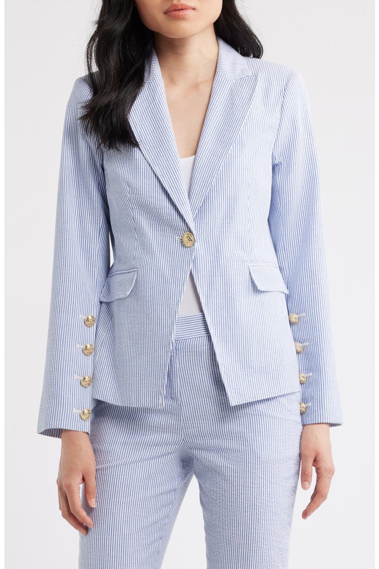 Seersucker Blazer, Alternate, color, NAVY IVORY
