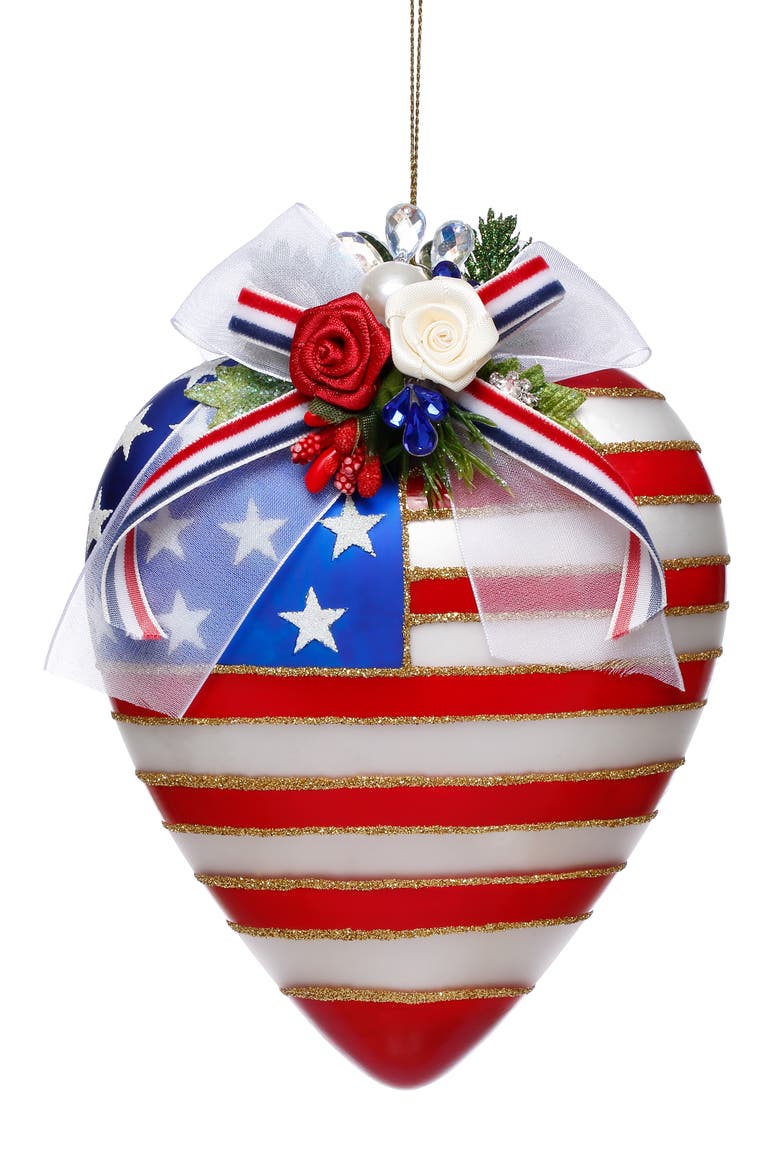 Stars and Stripes Heart Ornament, Main, color, Red