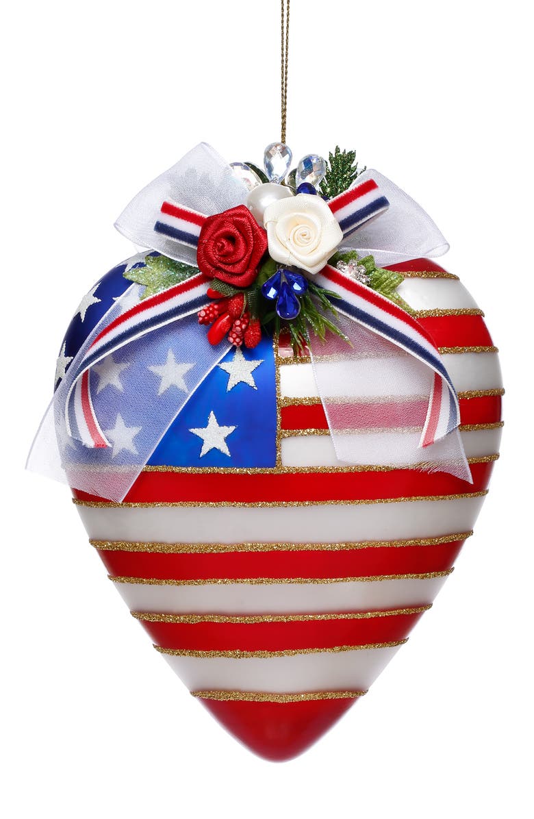 Mark Roberts Stars and Stripes Heart Ornament, Main, color, Red