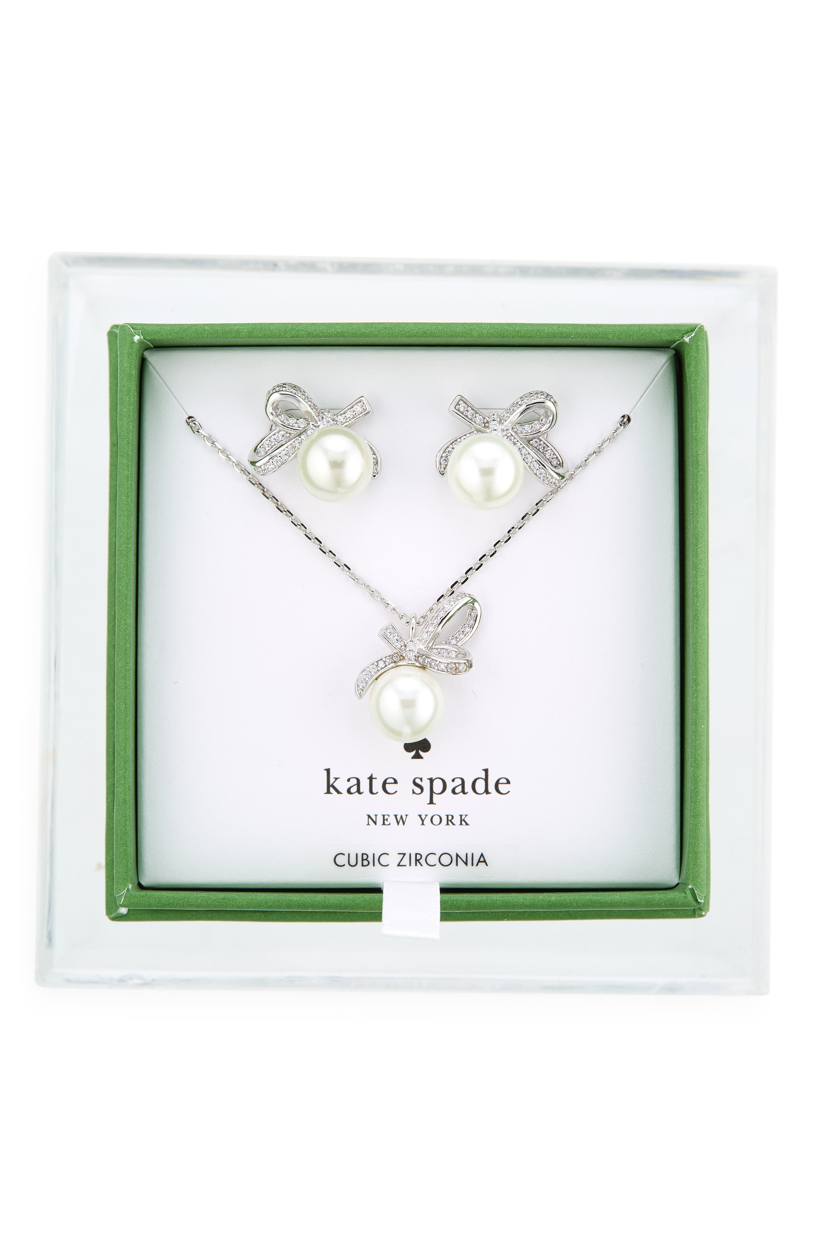 Kate Spade New York all tied up pendant necklace and stud earrings set