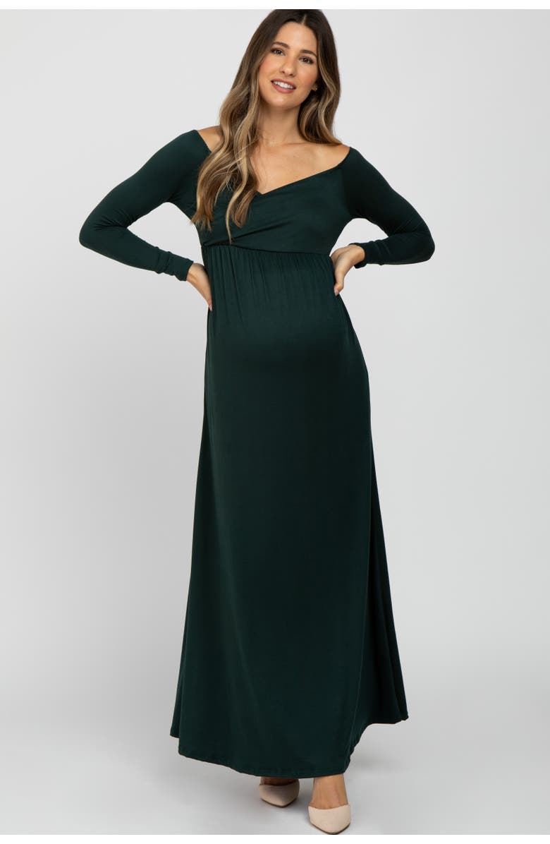 PinkBlush Wrap Front Empire Waist Maxi Dress, Main, color, Forest Green