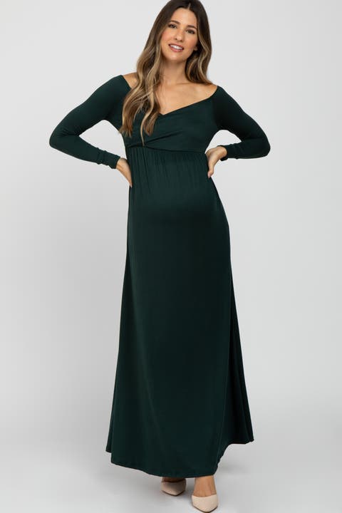Wrap Front Empire Waist Maxi Dress