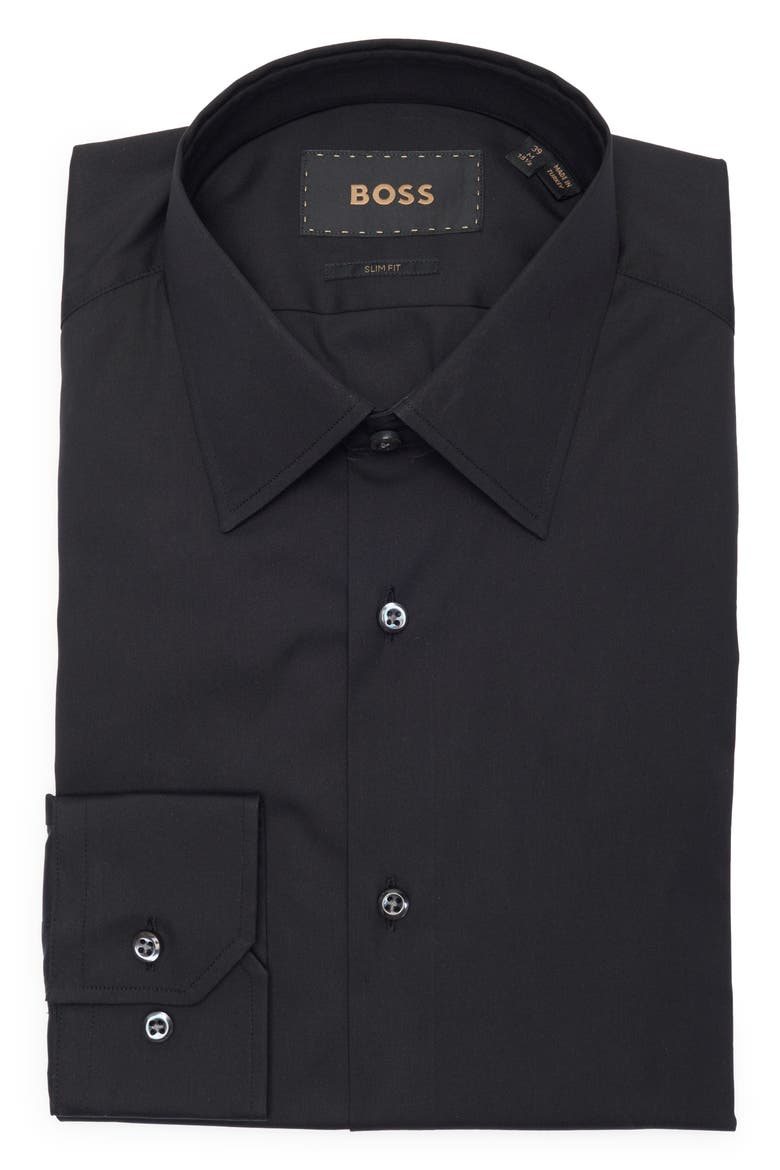 Hays Slim Fit Stripe Stretch Cotton Dress Shirt, Alternate, color, BLACK