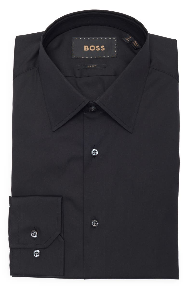 BOSS Hays Slim Fit Stripe Stretch Cotton Dress Shirt, Main, color, Black
