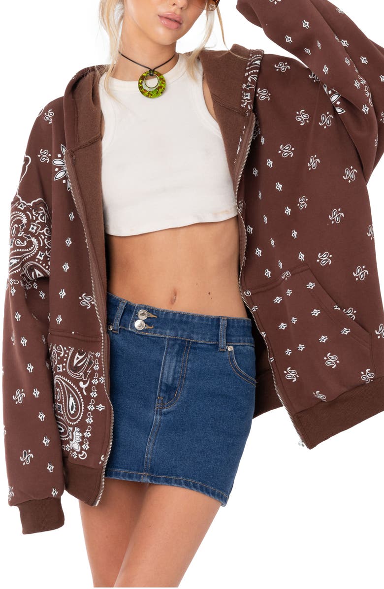 EDIKTED Bandana Print Hoodie, Main, color, 