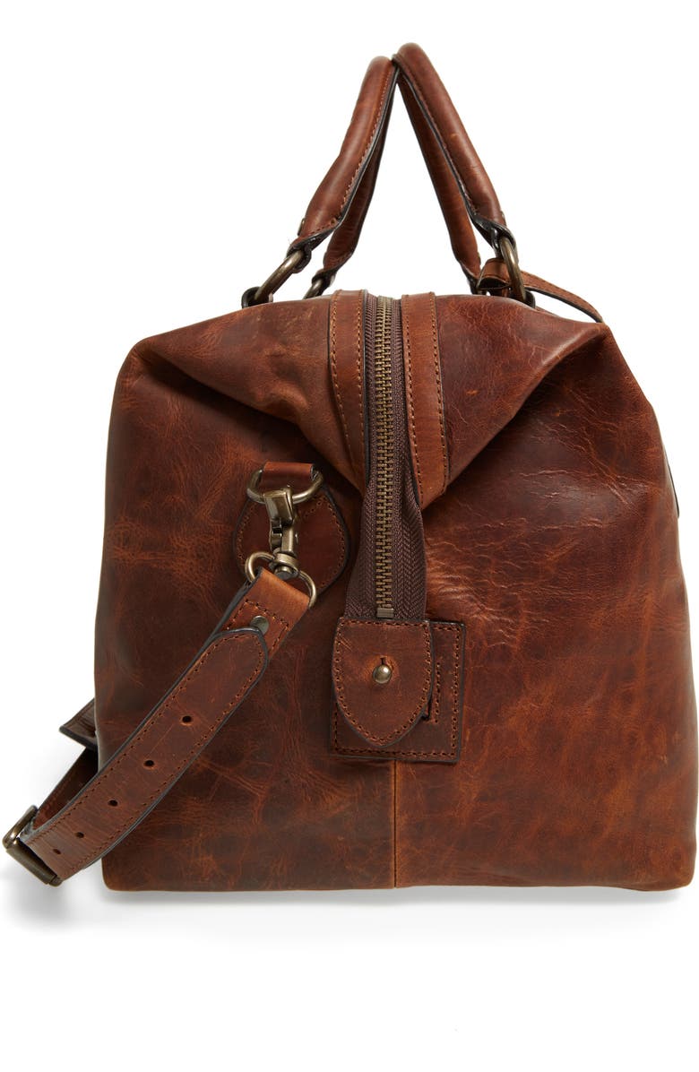 Frye 'Logan' Leather Overnight Bag, Alternate, color, Cognac