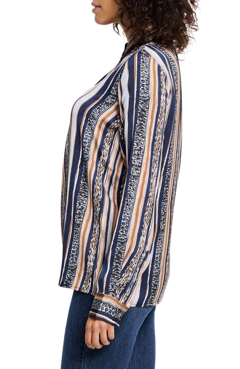 NIC+ZOE Animal Stripe Half Button Shirt, Alternate, color, 