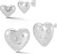 GLAZE JEWELRY Set of 2 Cubic Zirconia Heart Stud Earrings