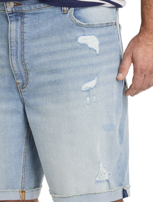 True Nation By Dxl Big & Tall Athletic-fit Destructed Denim Shorts In Scooby Blue