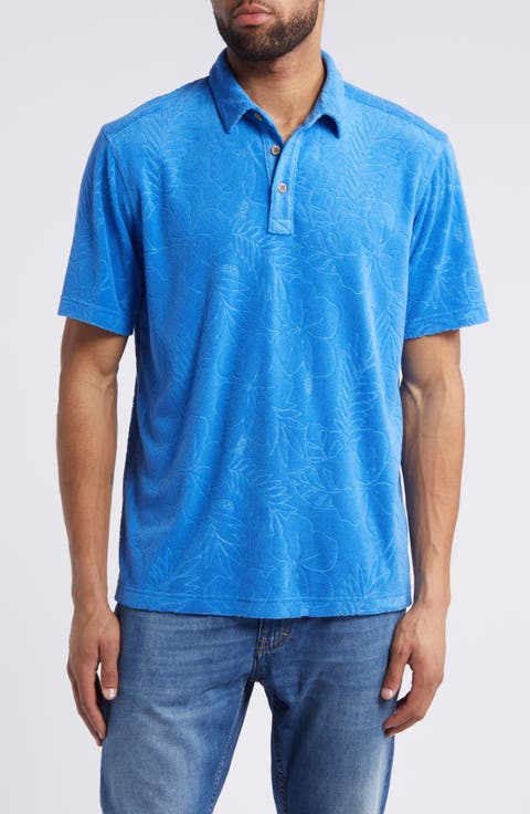 Poolside Hibiscus Jacquard Terry Cloth Polo