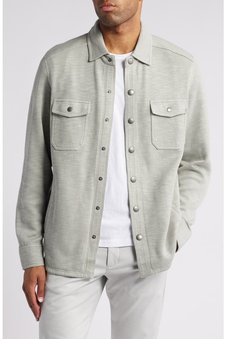 Trinidad Cotton Blend Mesh Snap-Up Shirt, Main, color, SMOKE GREY