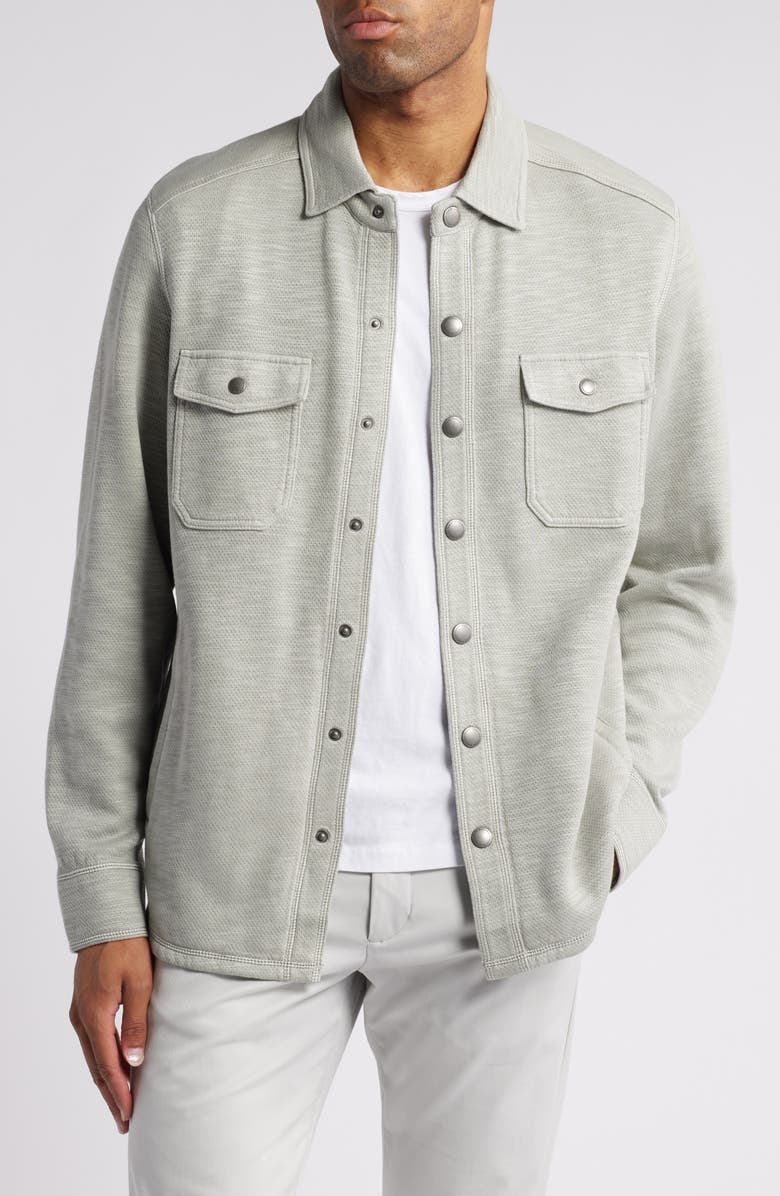 Tommy Bahama Trinidad Cotton Blend Mesh Snap-Up Shirt, Main, color, Smoke Grey