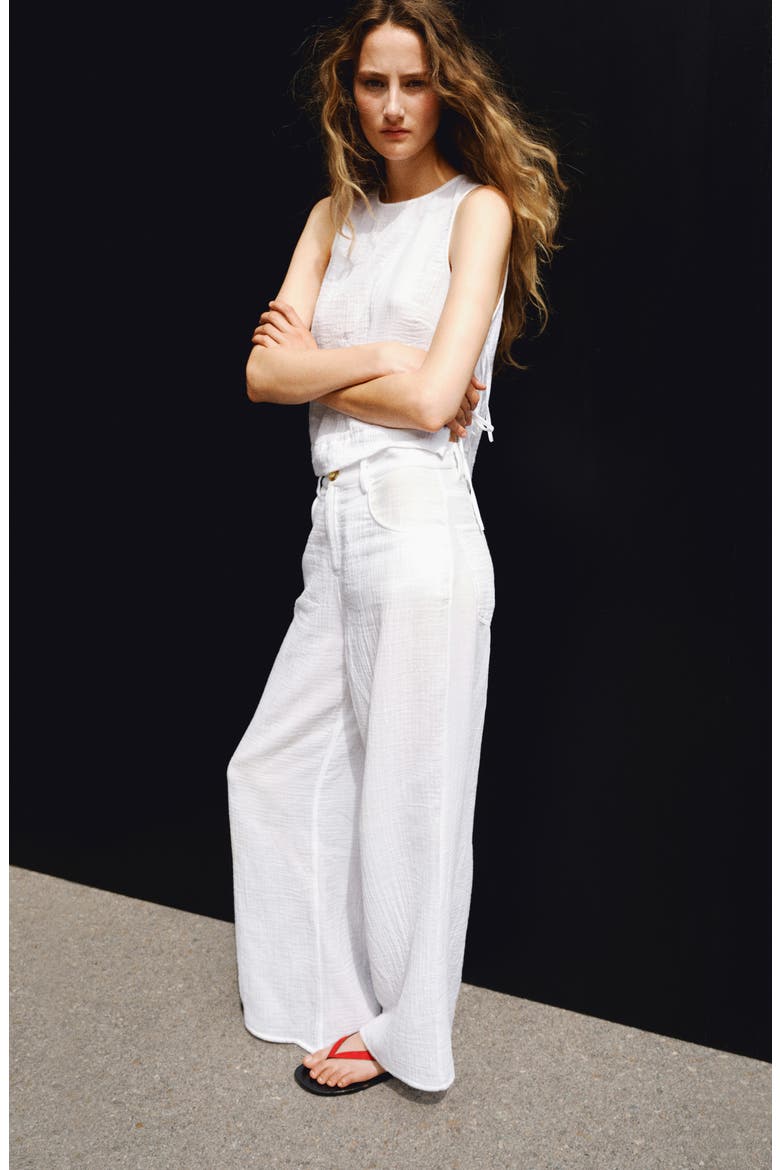 Gauze Cotton Top, Alternate, color, WHITE