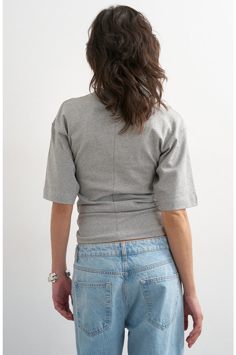 Drawcord Detail Crop Top, Alternate, color, GREY