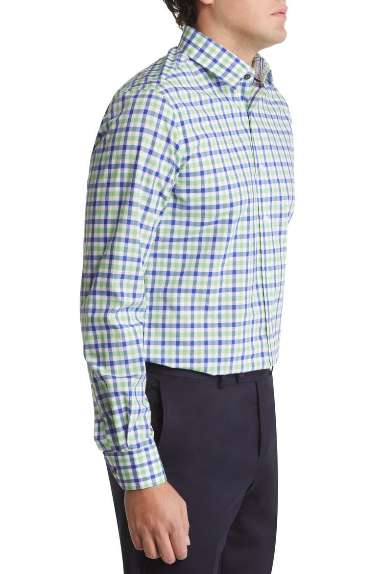 Tailored Fit Gingham Dress Shirt, Alternate, color, GREEN