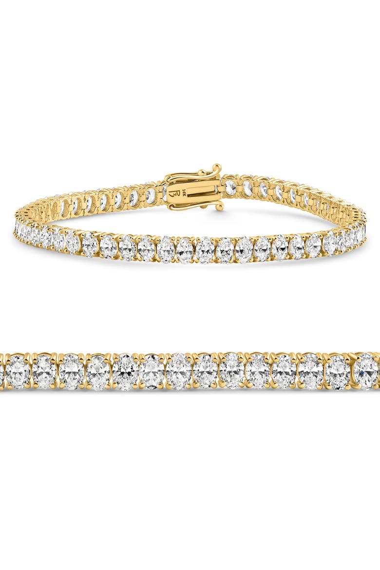 10Ct Oval Diamond Tennis Bracelet 14k Gold 7" Lab Grown, Main, color, 14k Yellow Gold