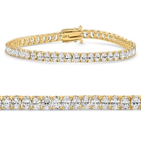 10Ct Oval Diamond Tennis Bracelet 14k Gold 7" Lab Grown